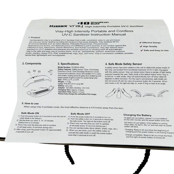 New Large UV Light Sanitizer Wand, Portable UVC Light Sterilizer, Rechargable - Picture 13 of 16